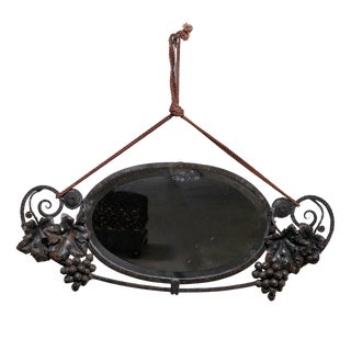 Art Deco Mirror in Hammered Iron, France, 1920s For Sale