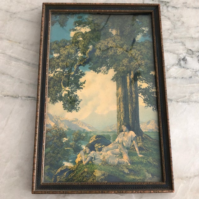 Maxfield Parrish framed lithograph "Hilltop,"after the painting which was finished in 1926 with paper prints available for...