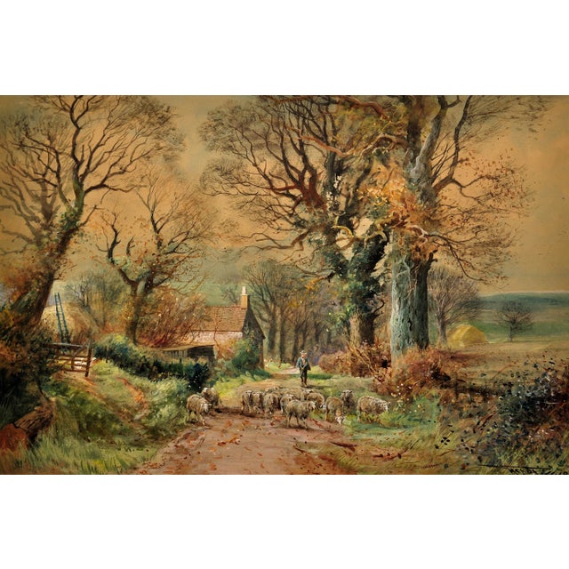 Henry Charles Fox. English ( b.1855 - d.1929 ). Driving Sheep. Plaisters Lane, Sutton Poyntz, Weymouth, Dorset 1918....