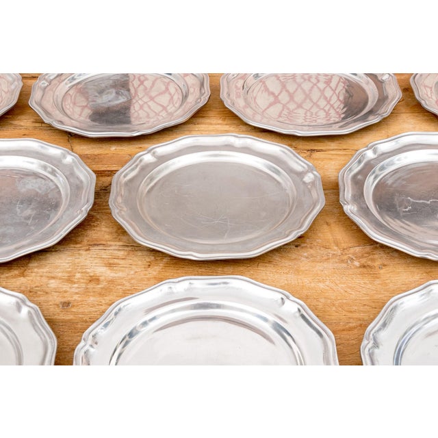 English Vintage Wilton Ware Pewter Chargers- Set of 10 For Sale - Image 3 of 11