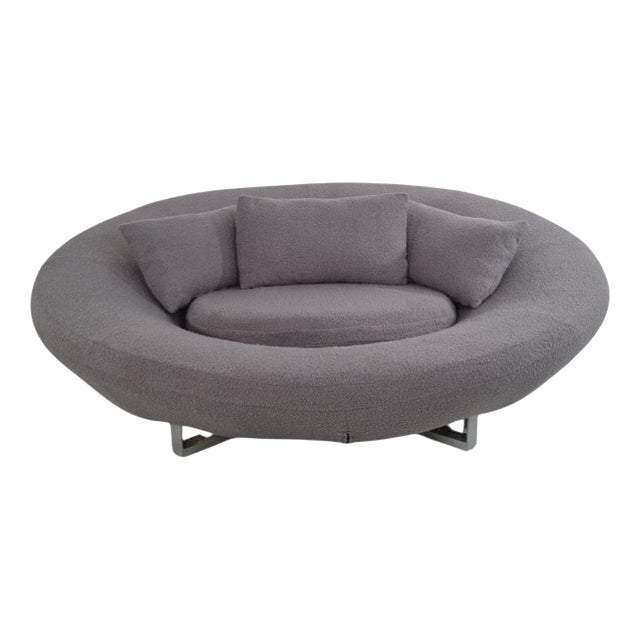 Oval DS-152 Lounge Sofa in Grey Bouclé Fabric from de Sede For Sale