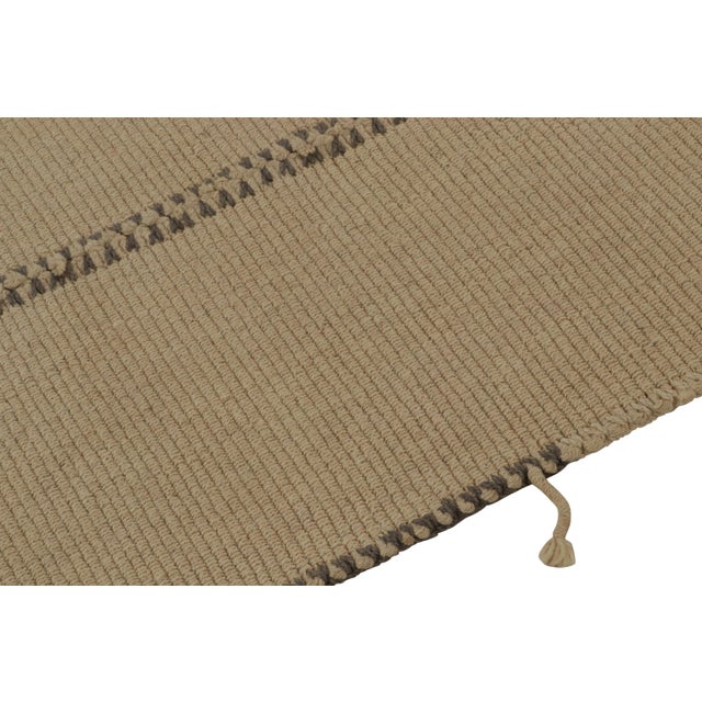 2010s Rug & Kilim’s Contemporary Kilim in Beige-Brown With Gray Accents For Sale - Image 5 of 7
