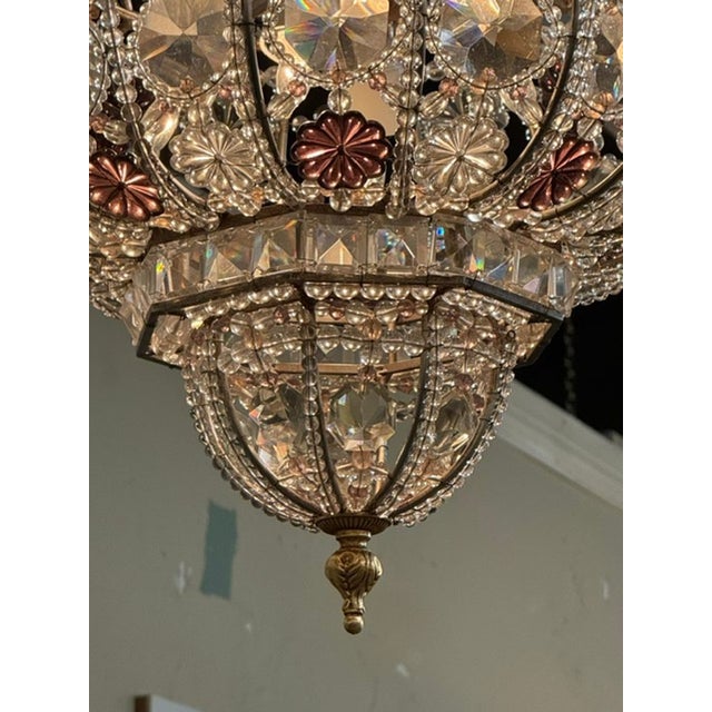 Metal Mid 20th Century French Maison Bagues Manner Beaded Bell Shape Chandelier For Sale - Image 7 of 7