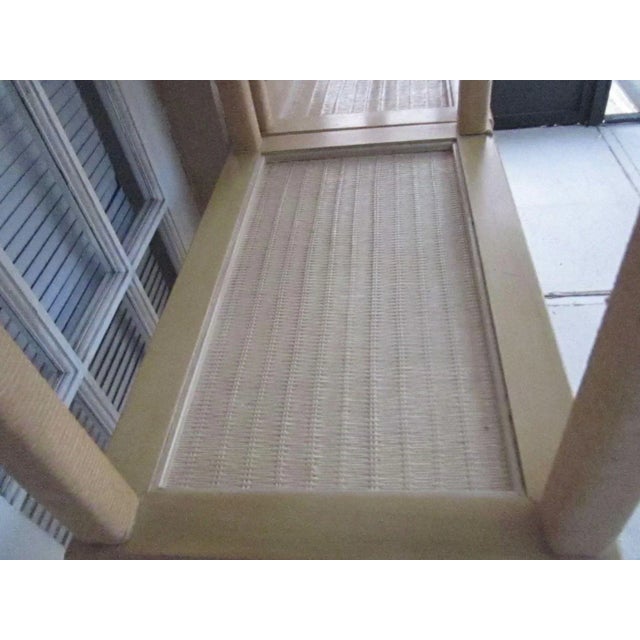 1990s Entertainment Center Hollywood Regency Henry Link Wicker Rattan Beige Set of 2 For Sale - Image 10 of 12
