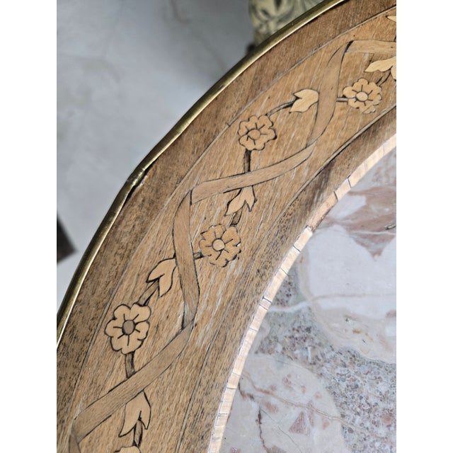 Brown French Louis 16th Style Bronze, Marble and Wood Gueridon Table For Sale - Image 8 of 13