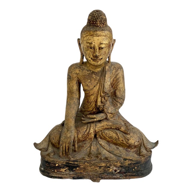 Antique Gilded Bronze Thai Buddha Statue For Sale