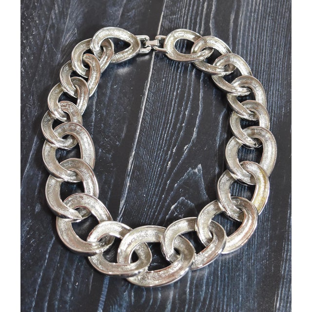 Vintage Givenchy Silver Tone Chunky Chain Necklace For Sale - Image 9 of 13