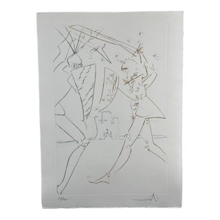 1970s Dali La Quete Du Graal the Pass of Gadalore Etching Hand Signed Numb Surreal Art For Sale
