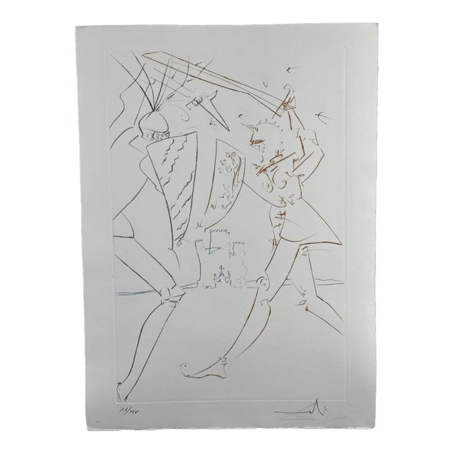 1970s Dali La Quete Du Graal the Pass of Gadalore Etching Hand Signed Numb Surreal Art For Sale
