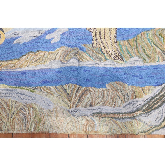 Textile Mid 20th Century Scenic Duck American Hooked Pictorial Rug For Sale - Image 7 of 18