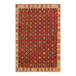 Boho Chic Balochi Red/Beige Wool Rug - 6'9''x9'8'' For Sale