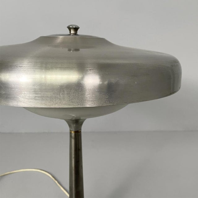 Silver Italian Art Deco Table Lamp in Aluminum and Opaline Glass, 1940s For Sale - Image 8 of 18