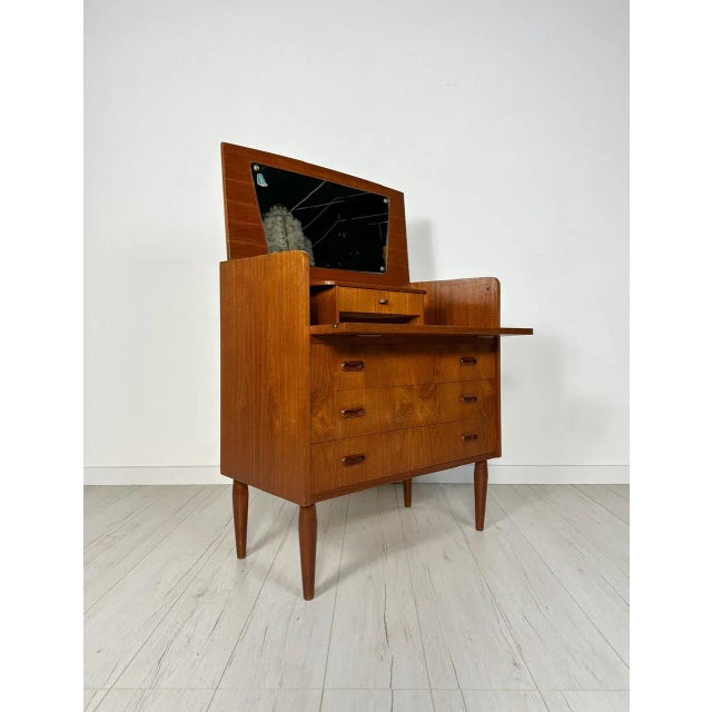 Wood Vintage Danish Teak Dresser with Mirror, 1960s For Sale - Image 7 of 14