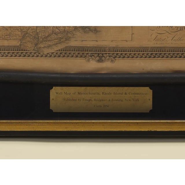 1854 Wall Map of Massachusetts, Rhode Island & Connecticut by Ensign, Bridgman & Fanning, Hand-Colored Engraving With Original Hardware For Sale - Image 6 of 7