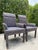 Postmodern Vintage Mastercraft Parsons Style Armchairs With Brass Sabots, a Pair For Sale - Image 3 of 16