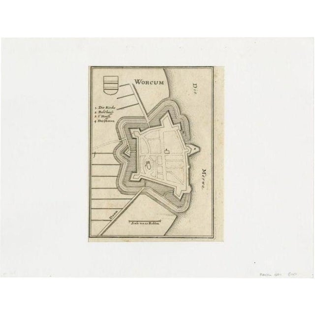 Antique Map of the City of Workum by Merian, 1654 For Sale