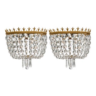 Pair of French Antique Crystal Chandeliers For Sale