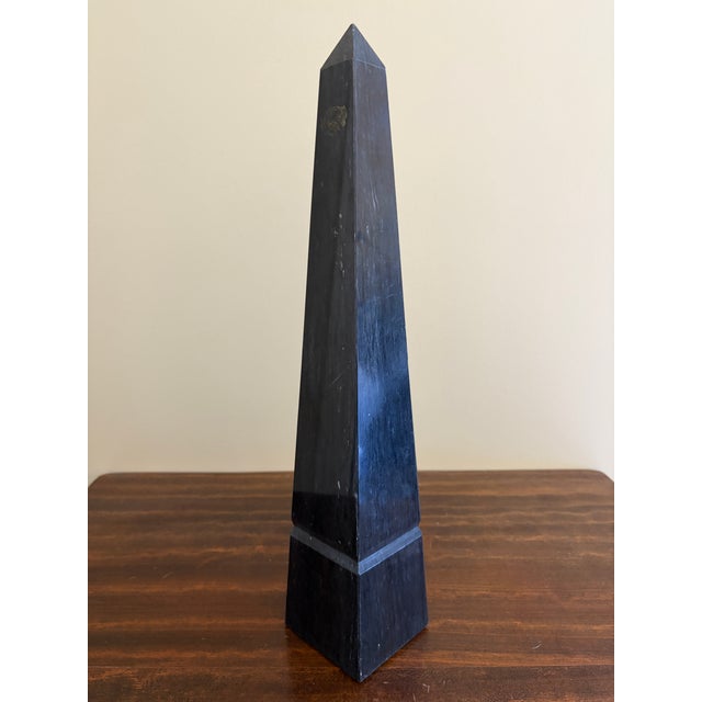 Neoclassical Grand Tour Solid Marble Black Obelisk For Sale - Image 4 of 6