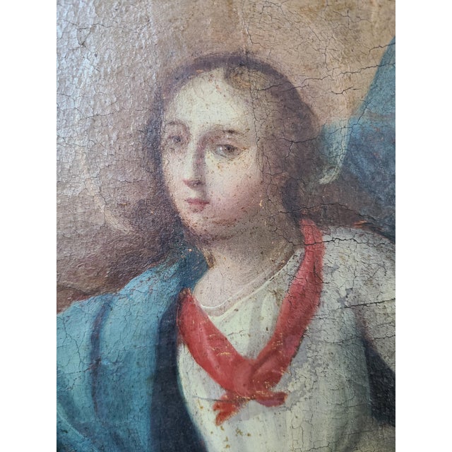 Antique 18th Century Religious Oil Painting Assumption of the Virgin Mary For Sale - Image 4 of 16