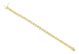 Double Heart Linked Diamond Tennis Bracelets 1.25cttw 14k Yellow Gold