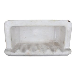 Antique Recessed Enameled Cast Iron Bathtub Soap Dish For Sale