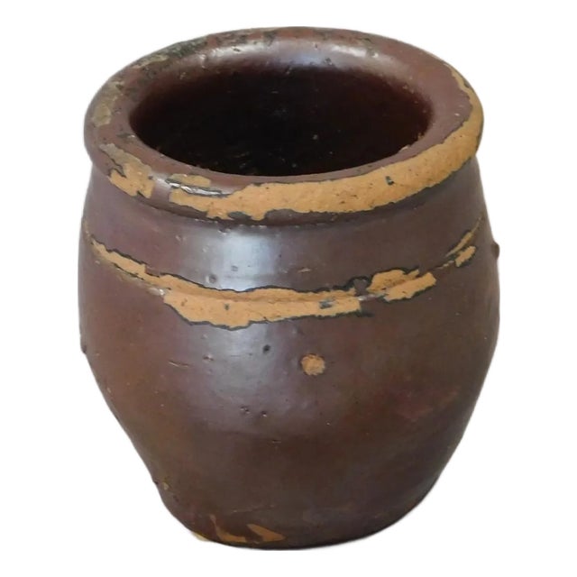 18th Century American Brown Glaze Condiment Jar For Sale