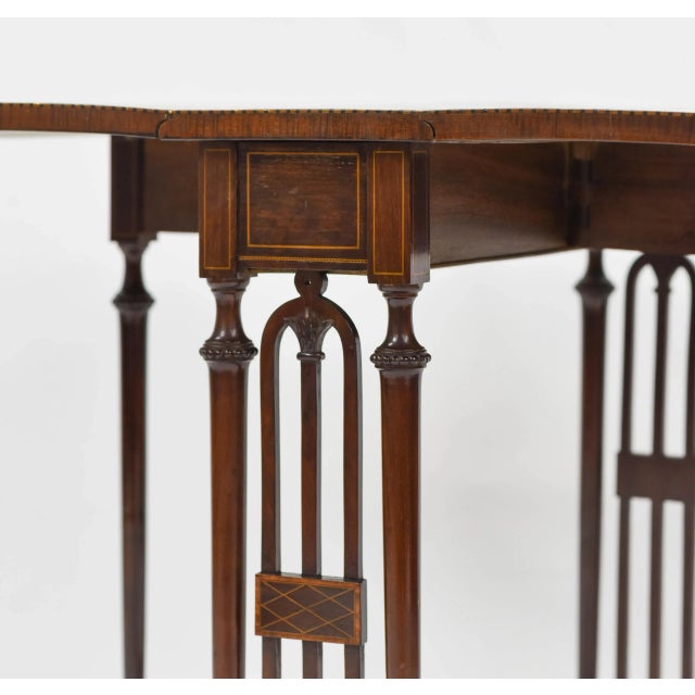 Antique Gate Leg Table With Banded Inlay For Sale - Image 9 of 11
