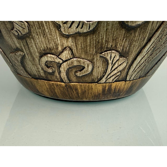 Gilded Botanical Relief Table Lamp For Sale - Image 10 of 12