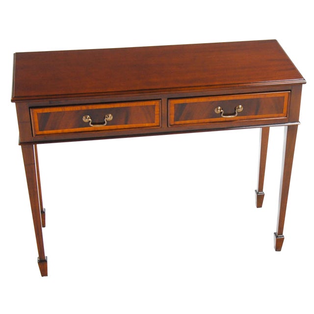 Mahogany Banded Console Table For Sale
