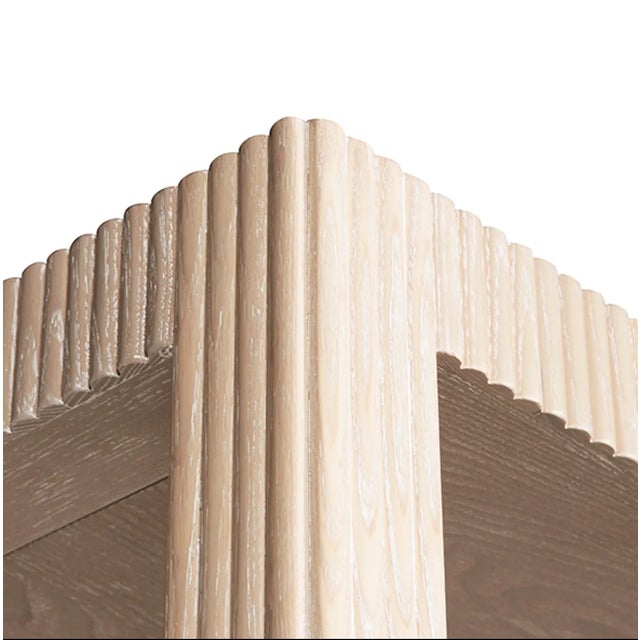 2020s Matthew Izzo Home - Corbin Fluted Cerused Oak Four Shelf Étagère For Sale - Image 5 of 6