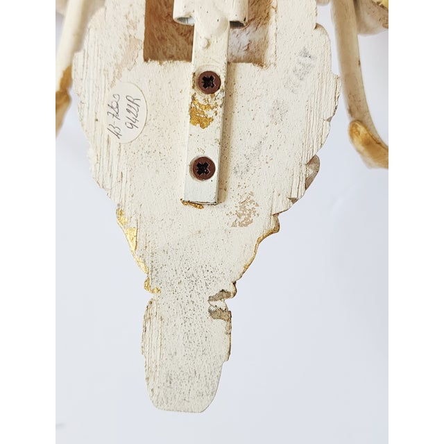 Vintage Italian Giltwood & Tole Pineapple Candle Wall Sconces For Sale - Image 10 of 12