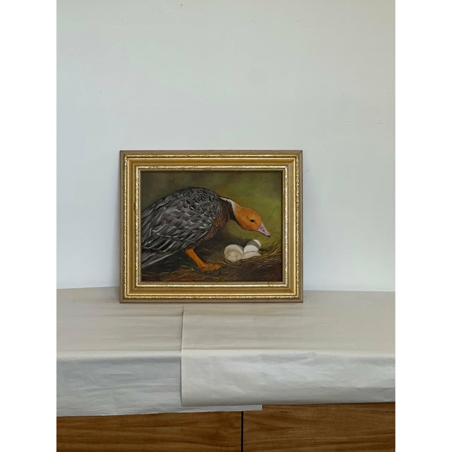 Mid-Century Modern 1970s Vintage Framed Art Painting of Serene Scene For Sale - Image 3 of 5