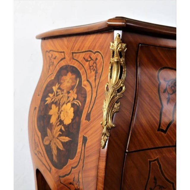 Louis XV Dresser and Bedside Tables with Baroque Style Inlays, Set of 3 For Sale - Image 6 of 9