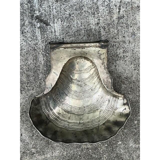 Vintage Hand Hammered Metal Oyster Shell Serving Bowl For Sale - Image 13 of 13