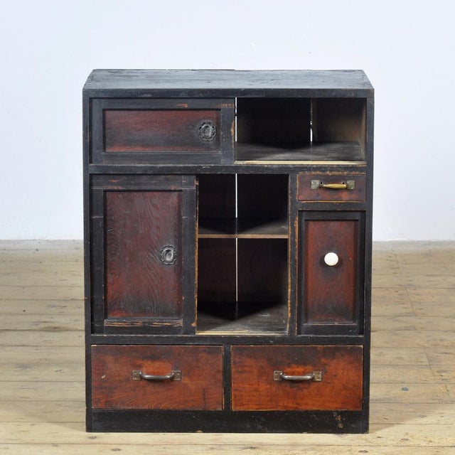 Black Vintage Japanese Cabinet, 1930s For Sale - Image 8 of 16