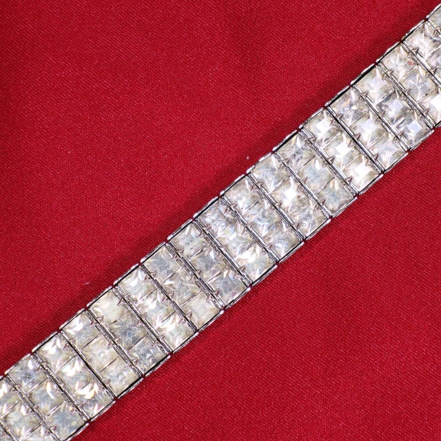 Art Deco Vintage Art Deco Crystal Line Bracelet 1930s For Sale - Image 3 of 5