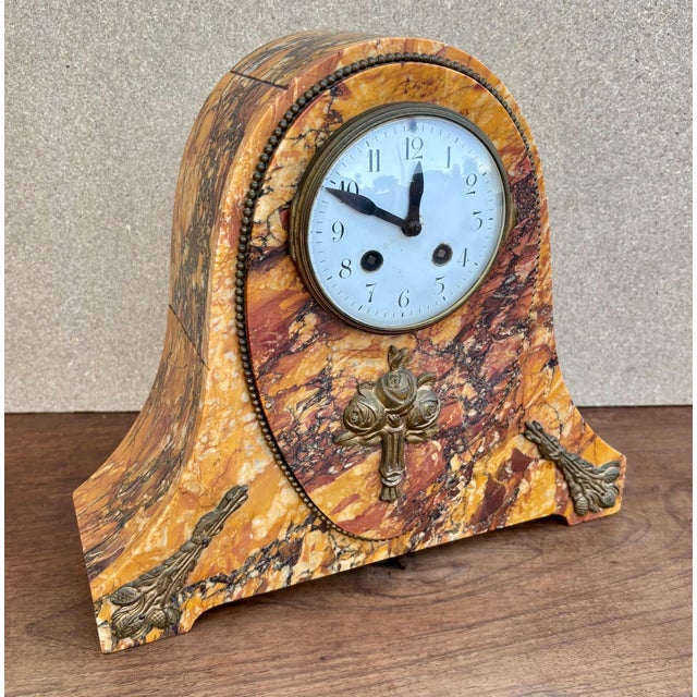 Classic French Mantel Clock by Société Clusienne, Marble Base, 1920 For Sale - Image 4 of 16