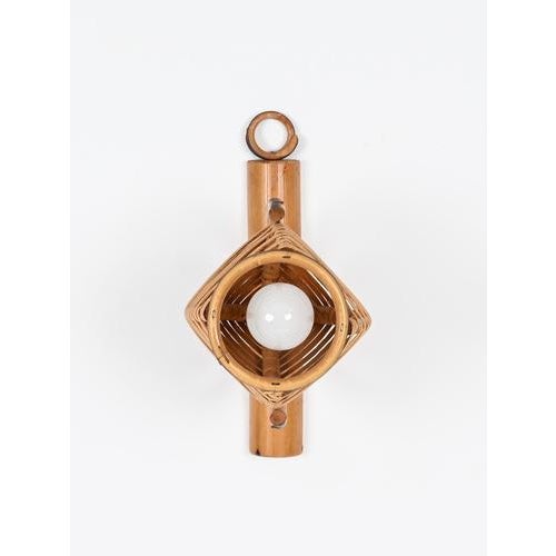 French Riviera Adjustable Sconces in Rattan by Louis Sognot, 1960s, Set of 2 For Sale - Image 6 of 16