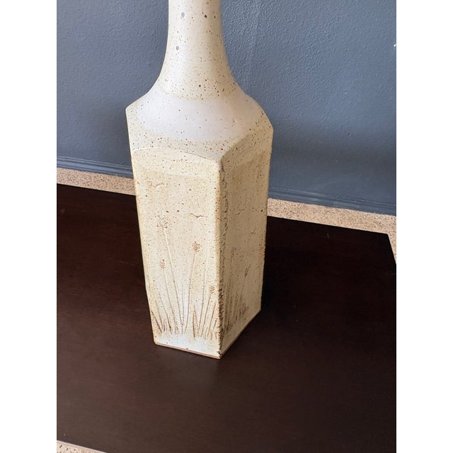 1970s Organic Modern Table Lamps in Stoneware & Brass - a Pair For Sale - Image 13 of 17