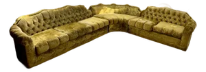 Outstanding 60’s 70’’s Chartreuse Velvet International Furniture Schnadig 3 Piece Sectional Sofa Set Movie Prop