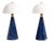 Postmodern Art Deco Revival Italian Prisma Table Lamps in Blue Marble and Opal Glass, 1990s, Set of 2 For Sale