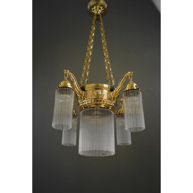 1920s Art Deco Chandelier with Glass Sticks, Vienna, 1920s For Sale - Image 5 of 18