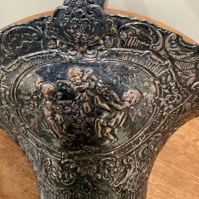 Antique Silver Plated Repose Brides Basket For Sale - Image 4 of 13