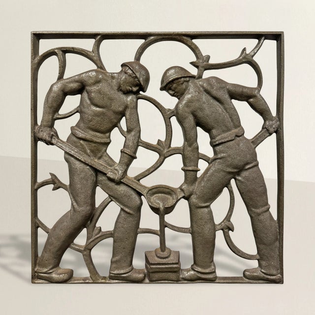 This striking Art Deco cast iron panel is a recast of an original design by Heinrich Moshage, a renowned artist known for...