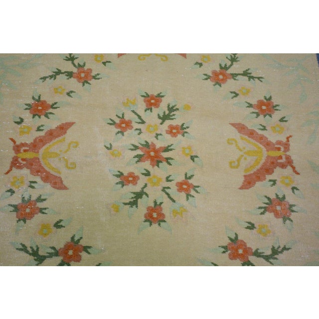 Vintage Chinese Art Deco Hand Knotted Wool Rug, 3'9'' X 5'6'' For Sale - Image 4 of 4