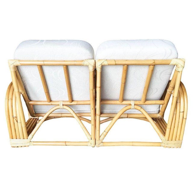 1950s Restored Paul Laszlo Designed Rattan 4-Strand Sectional Settee by by Ficks Reed For Sale - Image 5 of 11