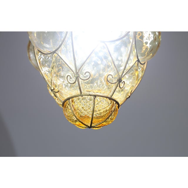 Amazing Amber Vintage Venetian Lantern, Seguso Murano Glass, 1960s For Sale - Image 12 of 13