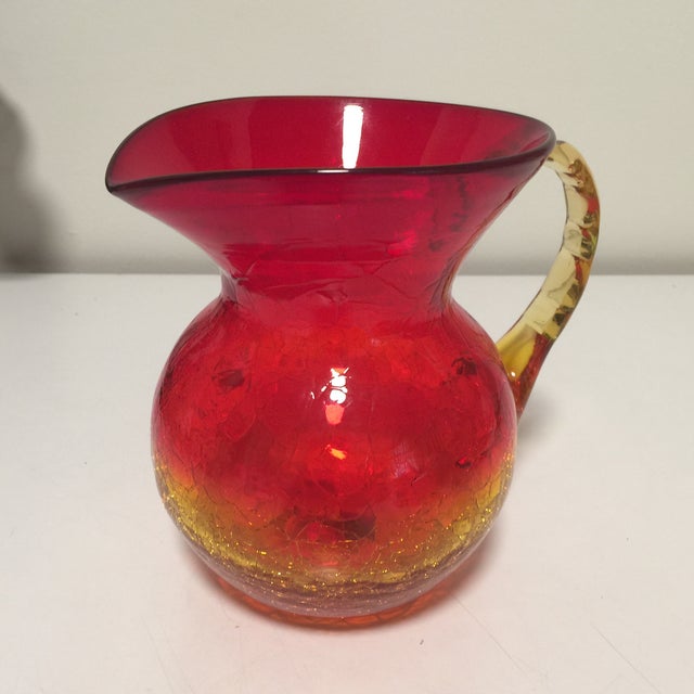 Amberina Crackle Glass Pitcher Chairish
