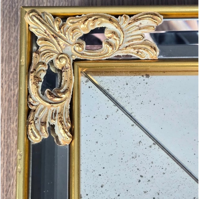Two LaBarge Venetian Style Square Gold Gilt Wall Mirrors For Sale - Image 12 of 14