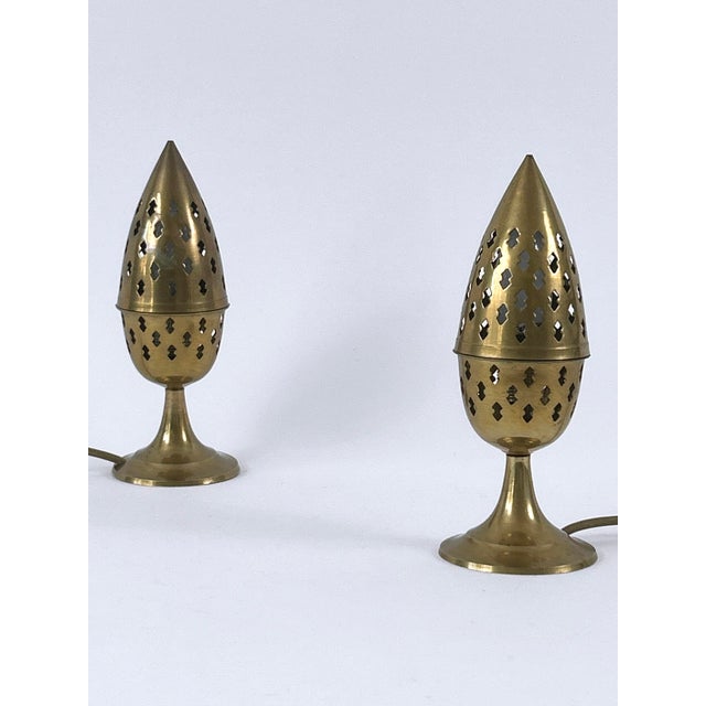 Perforated Brass Bedside Table Lamps, Sweden, 1960s, Set of 2 For Sale - Image 9 of 18